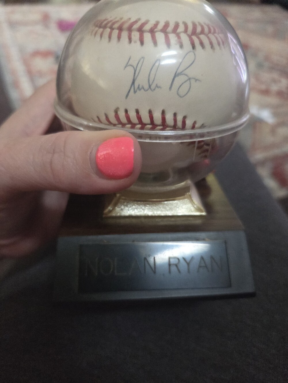 Autographed Baseball By Nolan Ryan Display Case with Signed Baseball